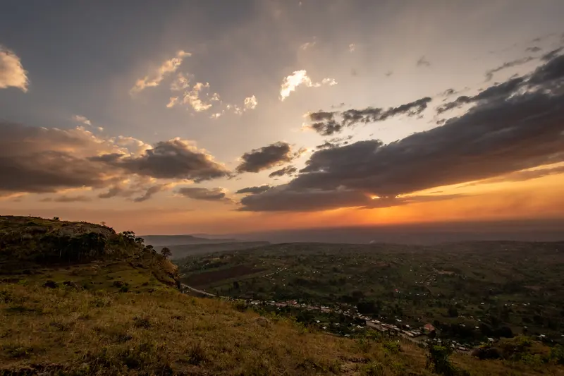 watching the sunset at the viewpoint in sipi